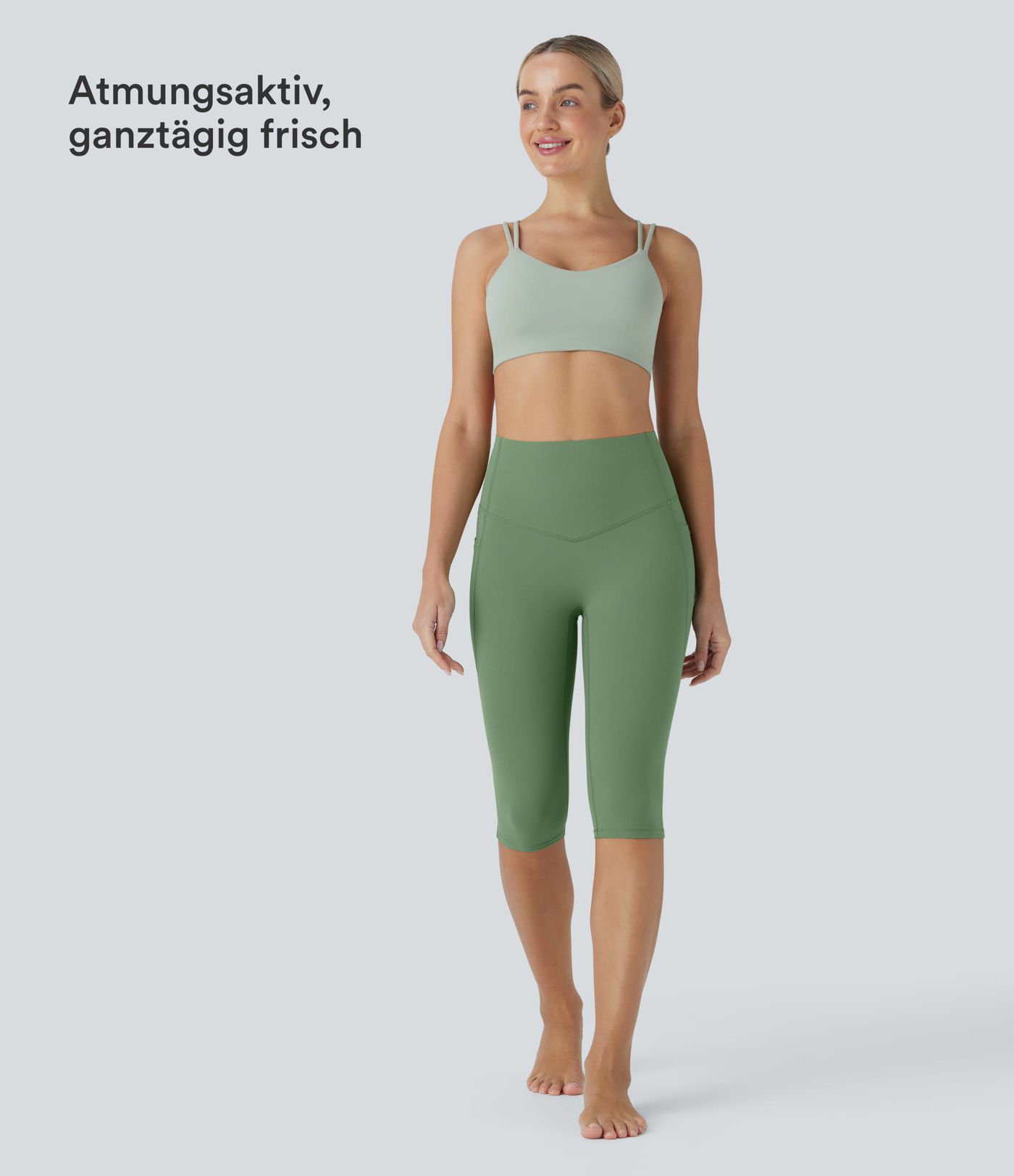 Halara UltraSculpt™ - Pedal-Pusher-Yoga-Leggings mit hohem Bund, Seitentaschen und Bauchkontrolle
