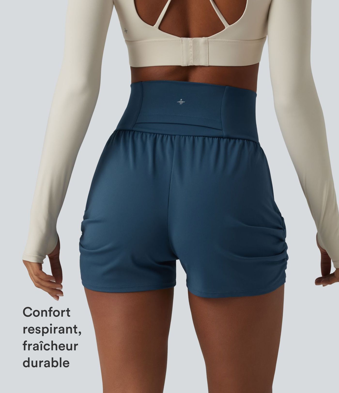 Short de yoga SoftlyZero™ Airy taille haute froncé effet frais InstantCool 7,5 cm avec poches