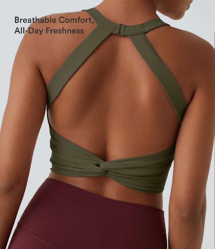 Débardeur de yoga SoftlyZero™ court et découpé à faible maintien pour bonnets A-C