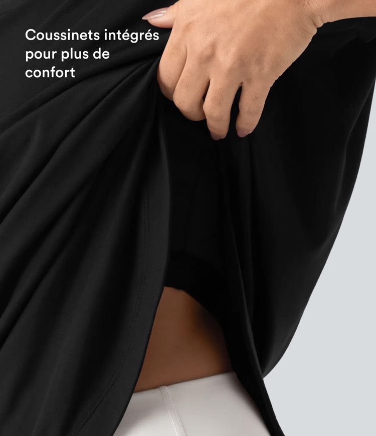 Top de sport yoga asymétrique à épaule dénudée manches courtes ourlet arrondi et coupe asymétrique à séchage rapide – Soutien-gorge intégré Top de sport yoga asymétrique à épaule dénudée manches courtes ourlet arrondi et coupe asymétrique à séchage rapide – Soutien-gorge intégré