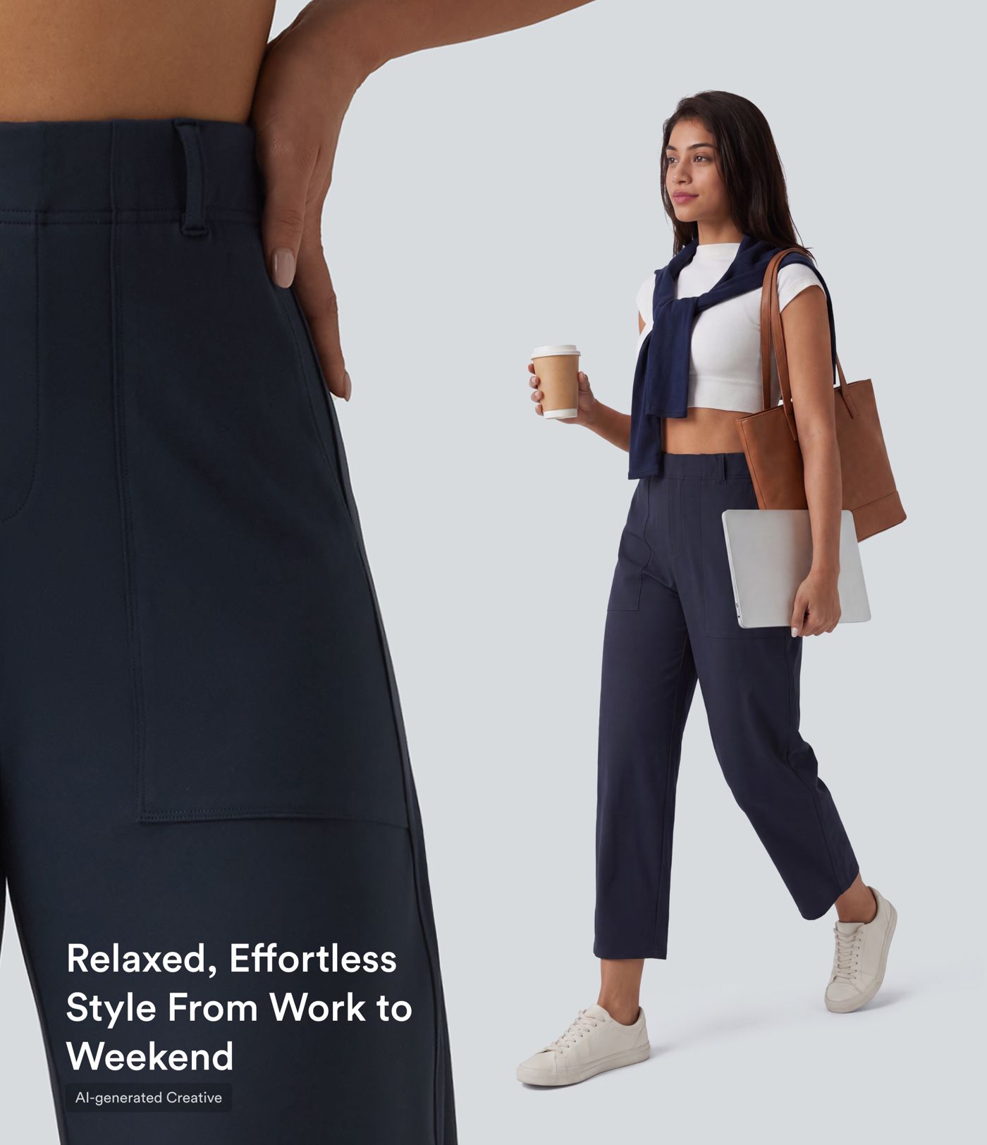 DayStretch hoch geschnittene Barrel-Leg-Freizeithose mit Taschen