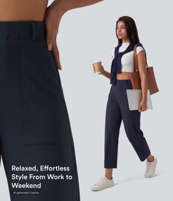 DayStretch hoch geschnittene Barrel-Leg-Freizeithose mit Taschen