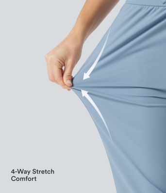 Mid Rise Drawstring Curved Hem Quick Dry Golf Tapered Pants with Pockets-UPF40+ Mid Rise Drawstring Curved Hem Quick Dry Golf Tapered Pants with Pockets-UPF40+