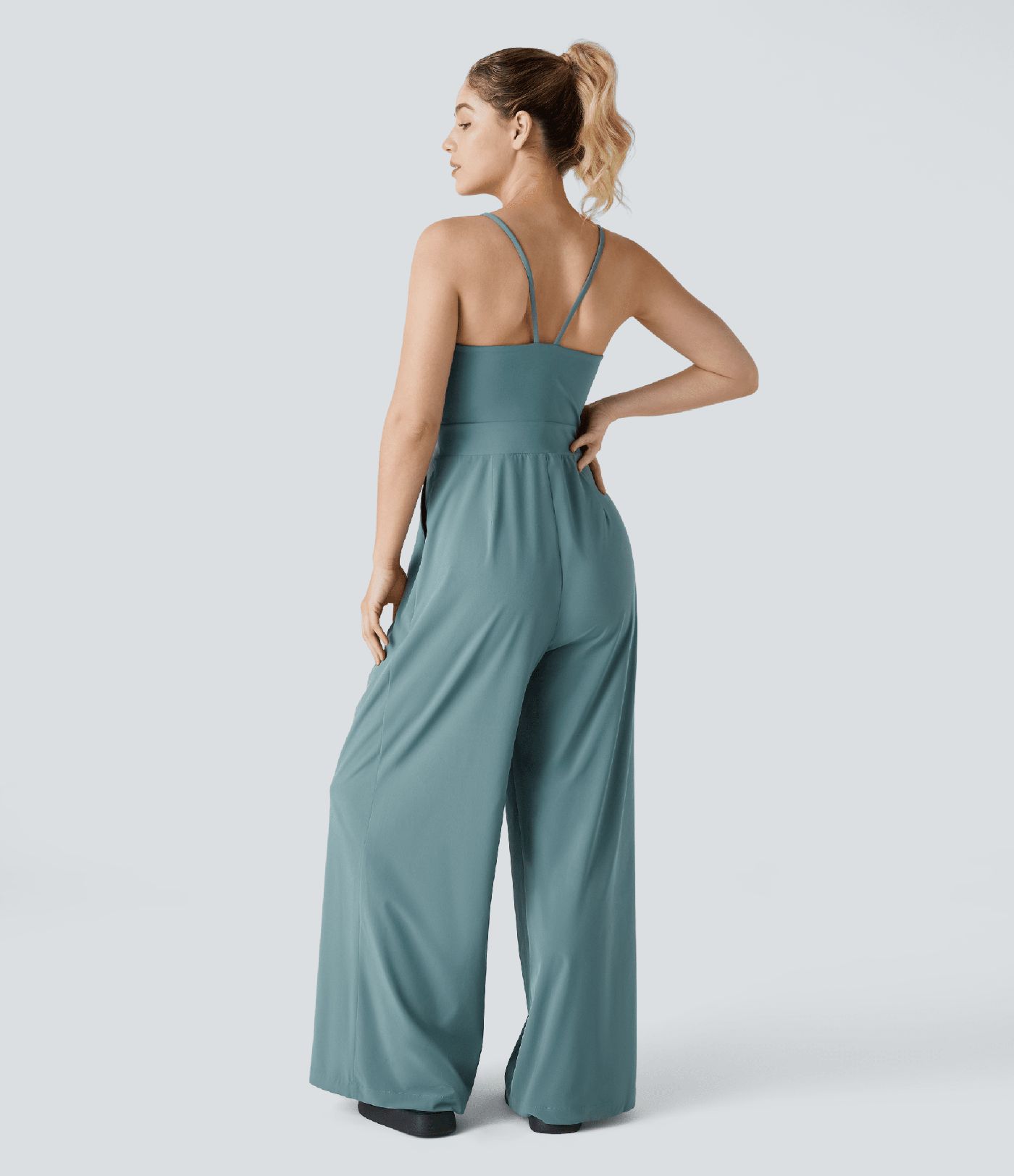Breezeful™ Backless Side Invisible Zipper Pocket Wide Leg Quick Dry Resort Slip Jumpsuit Breezeful™ Backless Side Invisible Zipper Pocket Wide Leg Quick Dry Resort Slip Jumpsuit