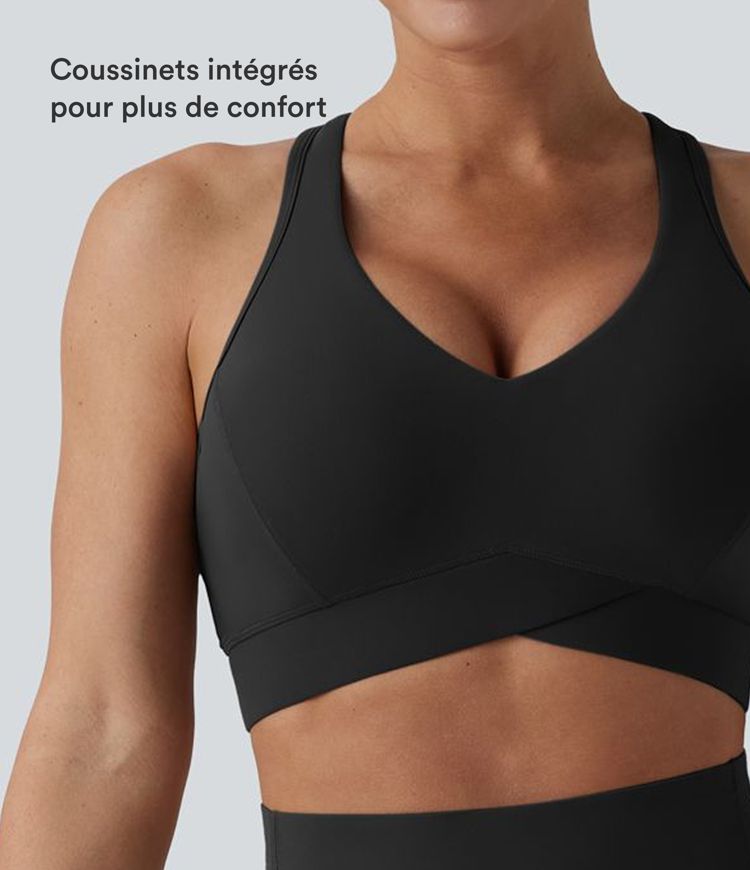 Brassière de sport running Halara UltraSculpt™ maintien léger col V dos nageur bonnets E-G Brassière de sport running Halara UltraSculpt™ maintien léger col V dos nageur bonnets E-G