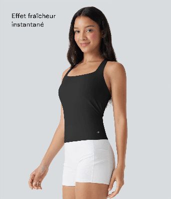Débardeur de course crop top dos nu col carré bretelles croisées Softlyzero™ Airy Cool Touch - longueur rallongée - UPF50+ Débardeur de course crop top dos nu col carré bretelles croisées Softlyzero™ Airy Cool Touch - longueur rallongée - UPF50+