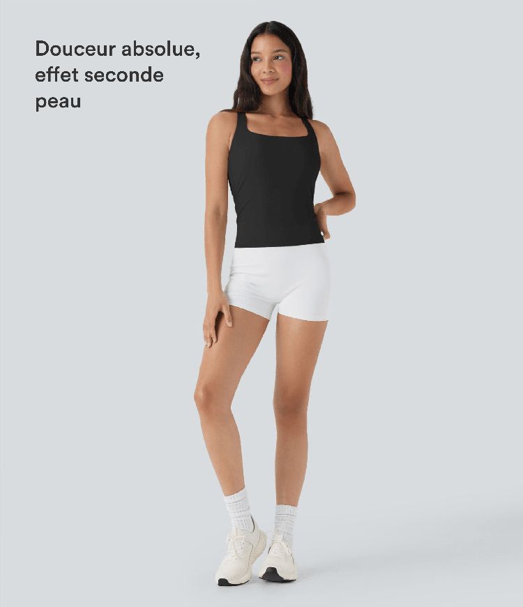Débardeur de course crop top dos nu col carré bretelles croisées Softlyzero™ Airy Cool Touch - longueur rallongée - UPF50+ Débardeur de course crop top dos nu col carré bretelles croisées Softlyzero™ Airy Cool Touch - longueur rallongée - UPF50+