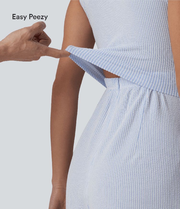 V Neck Sleeveless Built-in Bra Stripe Casual Jumpsuit with Pockets-Easy Peezy Edition V Neck Sleeveless Built-in Bra Stripe Casual Jumpsuit with Pockets-Easy Peezy Edition