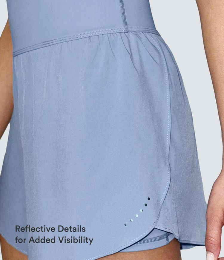 SoftlyZero™ QuickDry High Waisted Tummy Control Reflective Dots Crossover Hem 2-in-1 Running Shorts 5'' with Pockets SoftlyZero™ QuickDry High Waisted Tummy Control Reflective Dots Crossover Hem 2-in-1 Running Shorts 5'' with Pockets
