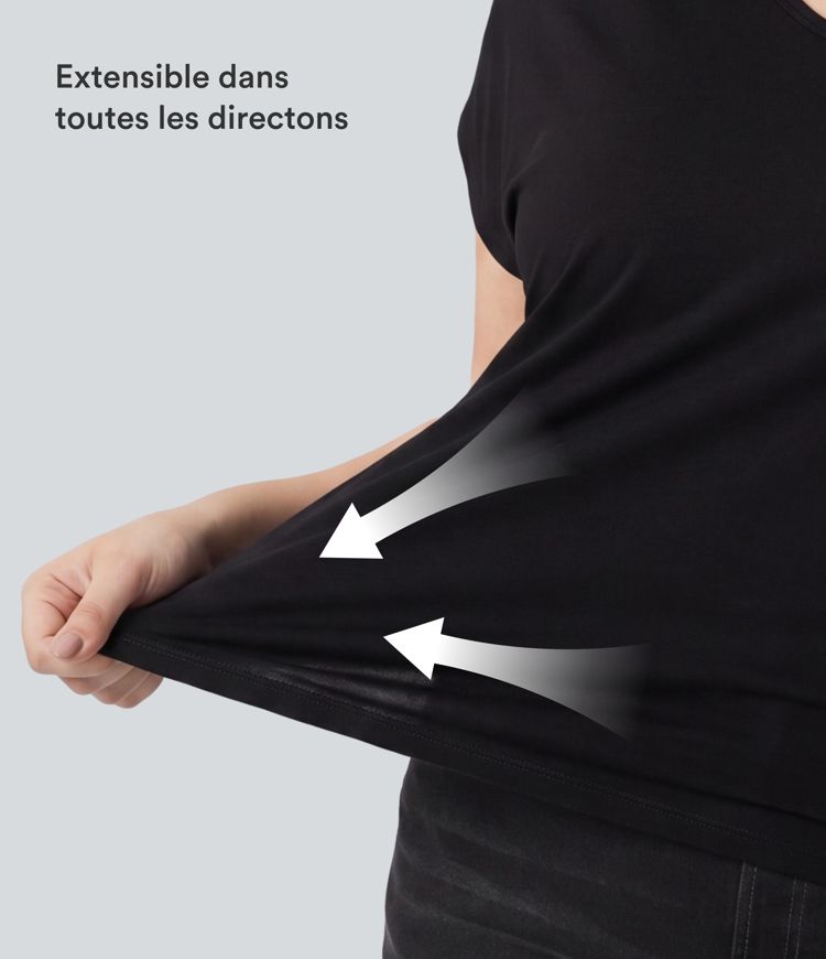 T-shirt décontracté grande taille col V manches courtes