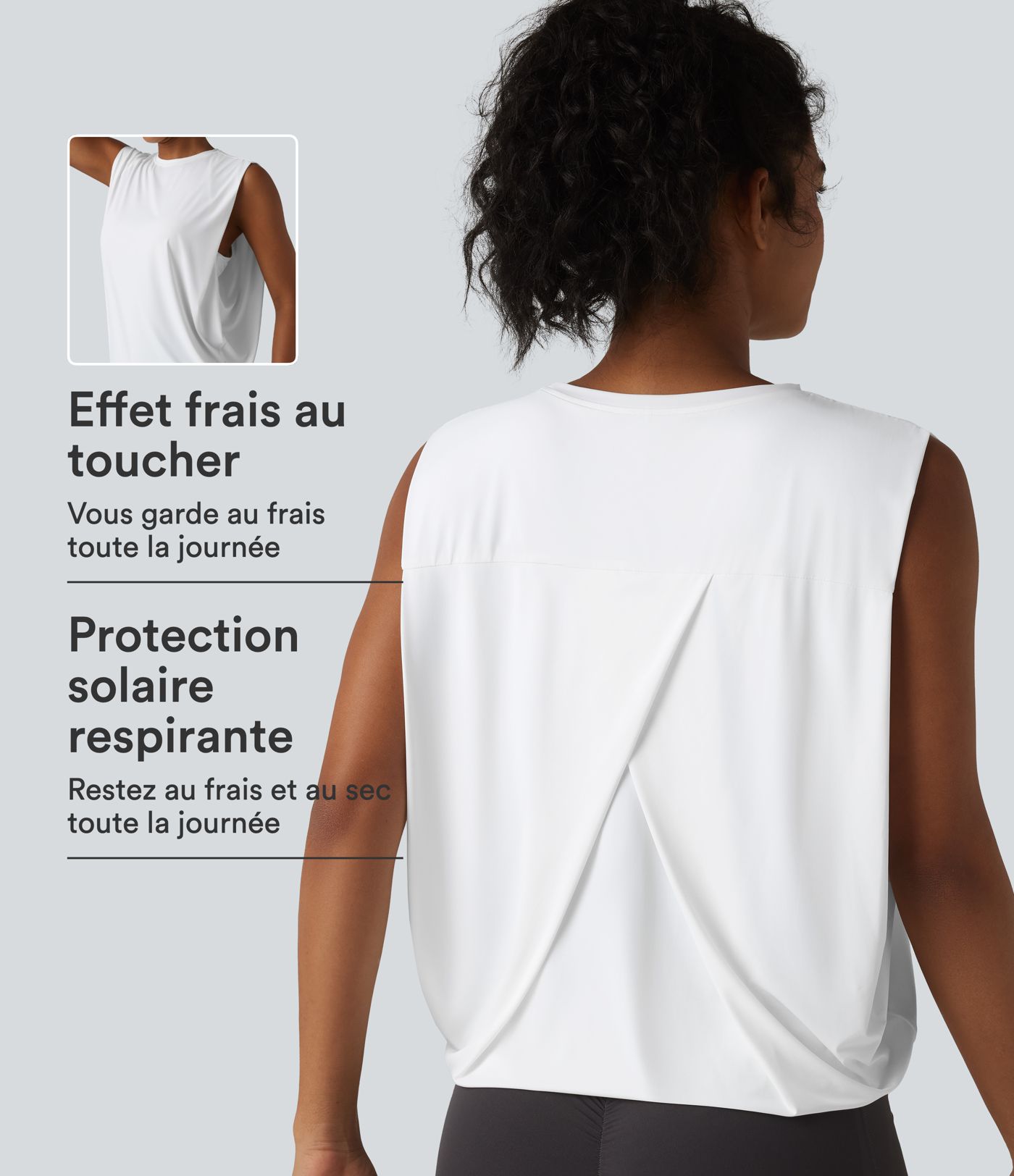Débardeur de yoga col rond croisé effet frais InstantCool, protection solaire UPF50+ Débardeur de yoga col rond croisé effet frais InstantCool, protection solaire UPF50+