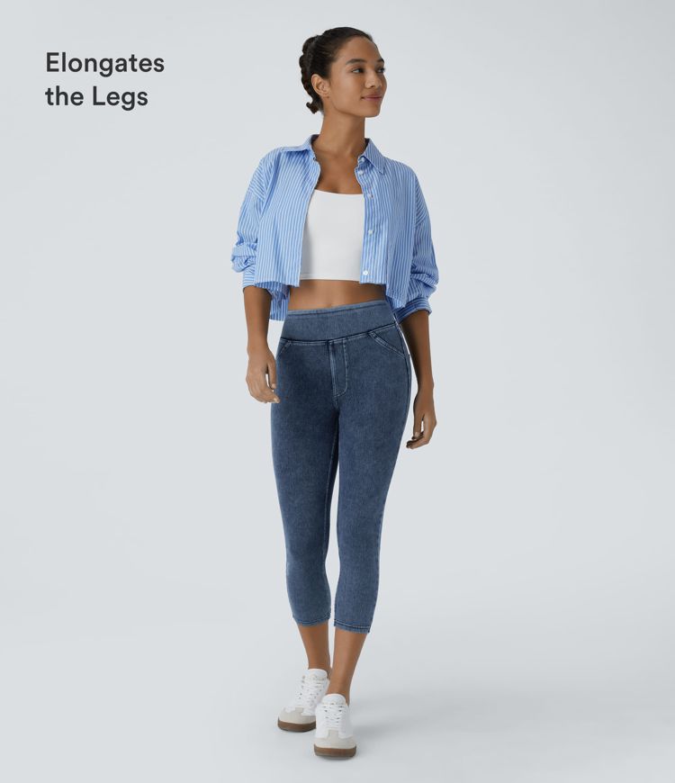 Halara Flex™ High Waisted Pocket Denim Capri Casual Leggings