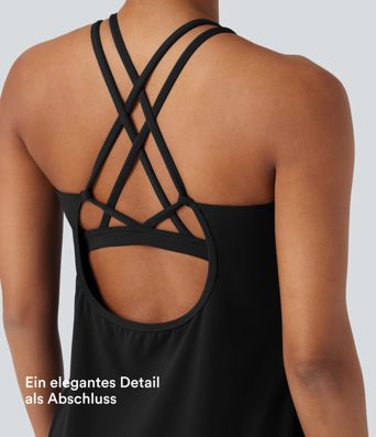 Halara UltraSculpt™ - Lauf-Tanktops mit Rundhalsausschnitt und überkreuzten Trägern - DF-Cups Halara UltraSculpt™ - Lauf-Tanktops mit Rundhalsausschnitt und überkreuzten Trägern - DF-Cups