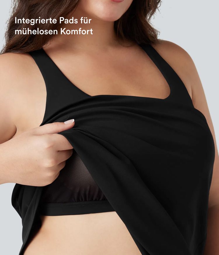 Top de running talla grande Halara UltraSculpt™ con escote redondo y bajo curvo Top de running talla grande Halara UltraSculpt™ con escote redondo y bajo curvo
