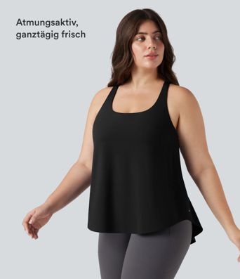 Top de running talla grande Halara UltraSculpt™ con escote redondo y bajo curvo Top de running talla grande Halara UltraSculpt™ con escote redondo y bajo curvo