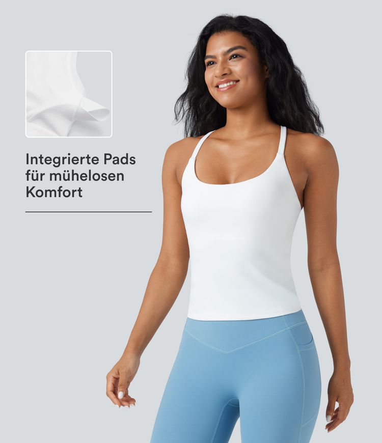 Yoga-Cami-Top mit U-Ausschnitt und überkreuzten Trägern