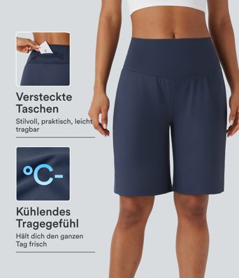 Softlyzero™ Airy - Yoga-Bermudashorts mit hohem Bund, mehreren Taschen und InstantCool