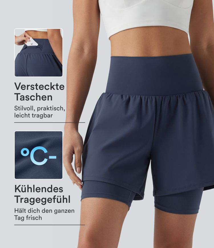 SoftlyZero™ shorts de yoga 2 en 1, ligeros y transpirables, de talle súper alto, con sensación fresca, 7'' con bolsillos SoftlyZero™ shorts de yoga 2 en 1, ligeros y transpirables, de talle súper alto, con sensación fresca, 7'' con bolsillos