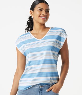 V Neck Short Sleeve Stripe Casual T-Shirt V Neck Short Sleeve Stripe Casual T-Shirt