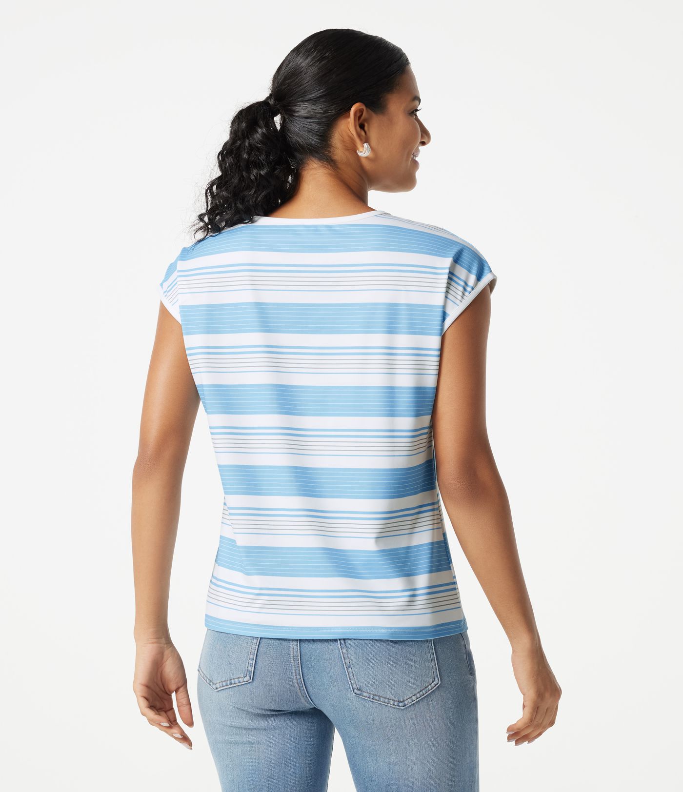 V Neck Short Sleeve Stripe Casual T-Shirt V Neck Short Sleeve Stripe Casual T-Shirt
