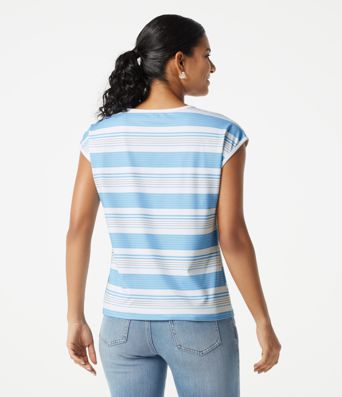V Neck Short Sleeve Stripe Casual T-Shirt V Neck Short Sleeve Stripe Casual T-Shirt