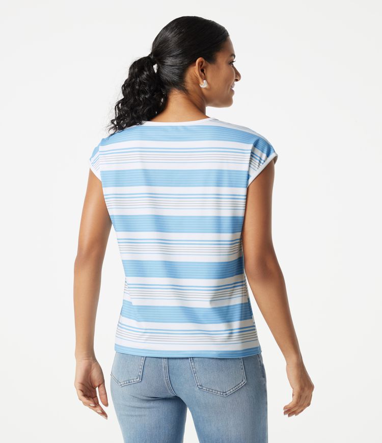 V Neck Short Sleeve Stripe Casual T-Shirt V Neck Short Sleeve Stripe Casual T-Shirt