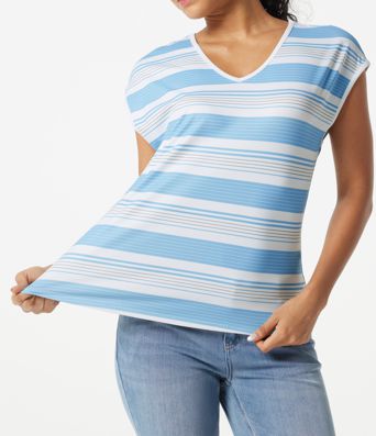 V Neck Short Sleeve Stripe Casual T-Shirt V Neck Short Sleeve Stripe Casual T-Shirt