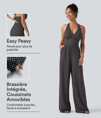 Combinaison de vacances à pois, dos nu halter, coussinets amovibles, poches et accès facile Easy Peasy