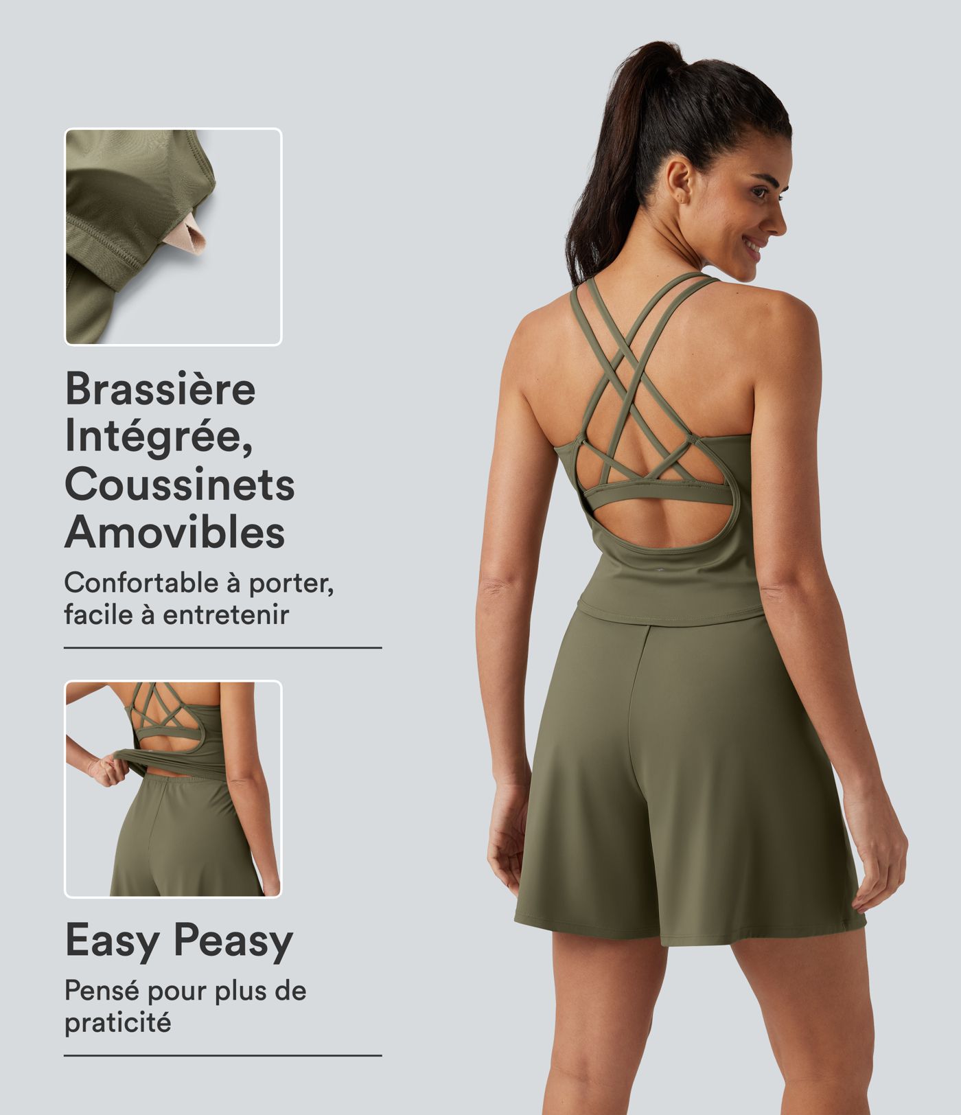 Combishort de sport SoftlyZero™ Airy à encolure U, toucher frais, coussinets amovibles, poches et accès facile Easy Peasy Combishort de sport SoftlyZero™ Airy à encolure U, toucher frais, coussinets amovibles, poches et accès facile Easy Peasy