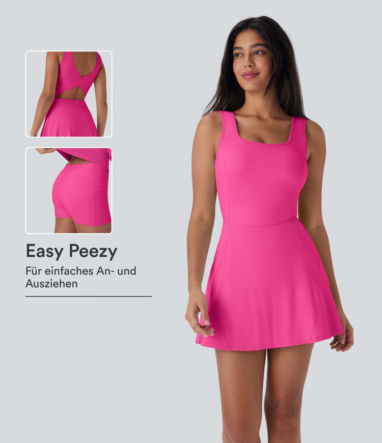 Softlyzero™ Airy - Rückenfreies 2-in-1 Crossover-Minikleid mit U-Ausschnitt, Seitentaschen und InstantCool - Easy Peezy Softlyzero™ Airy - Rückenfreies 2-in-1 Crossover-Minikleid mit U-Ausschnitt, Seitentaschen und InstantCool - Easy Peezy