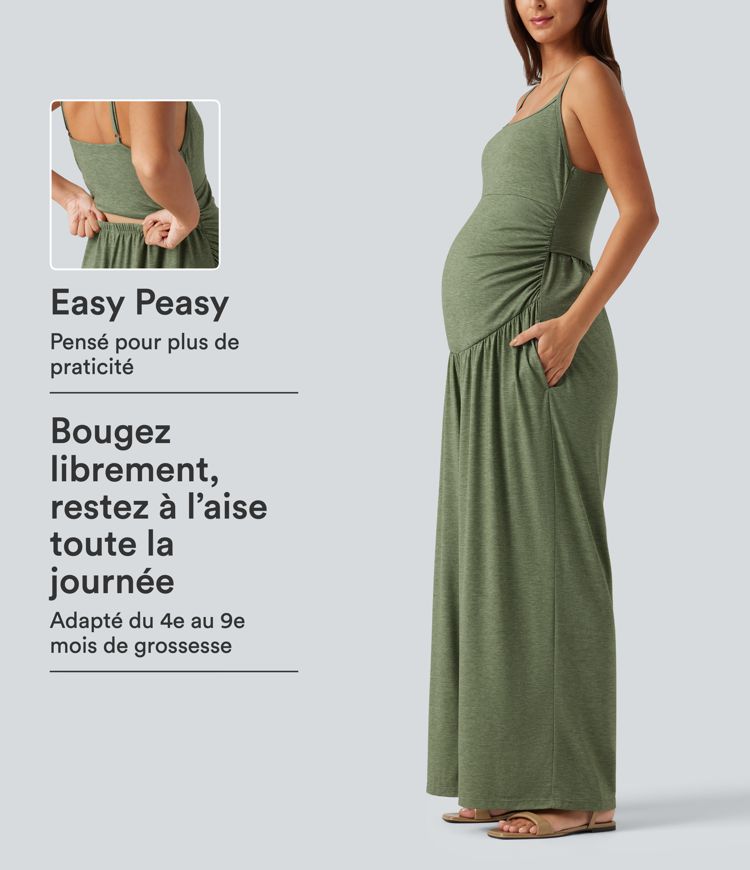 Combinaison de maternité chinée à jambes larges avec poches et accès facile Easy Peasy Combinaison de maternité chinée à jambes larges avec poches et accès facile Easy Peasy