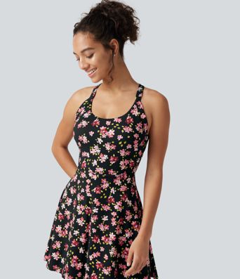 Robe active mini de danse 2-en-1 à petites fleurs, coussinets amovibles, poches et accès facile Easy Peasy Robe active mini de danse 2-en-1 à petites fleurs, coussinets amovibles, poches et accès facile Easy Peasy