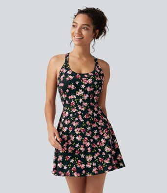 Robe active mini de danse 2-en-1 à petites fleurs, coussinets amovibles, poches et accès facile Easy Peasy Robe active mini de danse 2-en-1 à petites fleurs, coussinets amovibles, poches et accès facile Easy Peasy