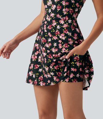 Robe active mini de danse 2-en-1 à petites fleurs, coussinets amovibles, poches et accès facile Easy Peasy Robe active mini de danse 2-en-1 à petites fleurs, coussinets amovibles, poches et accès facile Easy Peasy