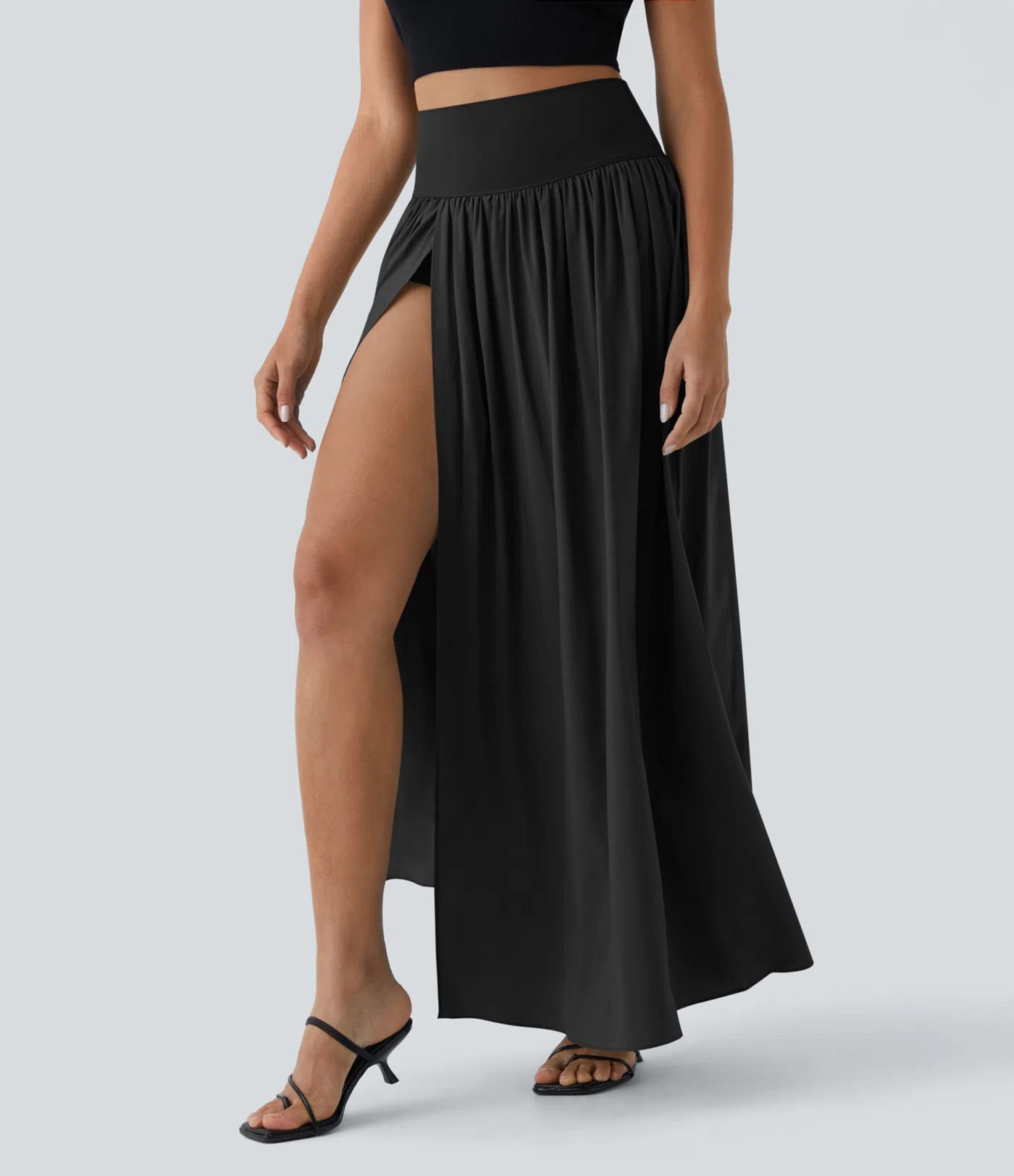 Breezeful™ Jupe Taille Haute Casual Maxi Séchage Rapide Fluide Fente Plissée 2 en 1 Breezeful™ Jupe Taille Haute Casual Maxi Séchage Rapide Fluide Fente Plissée 2 en 1