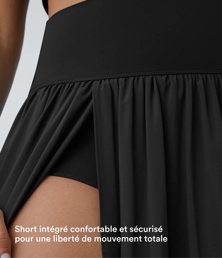 Breezeful™ Jupe Taille Haute Casual Maxi Séchage Rapide Fluide Fente Plissée 2 en 1 Breezeful™ Jupe Taille Haute Casual Maxi Séchage Rapide Fluide Fente Plissée 2 en 1
