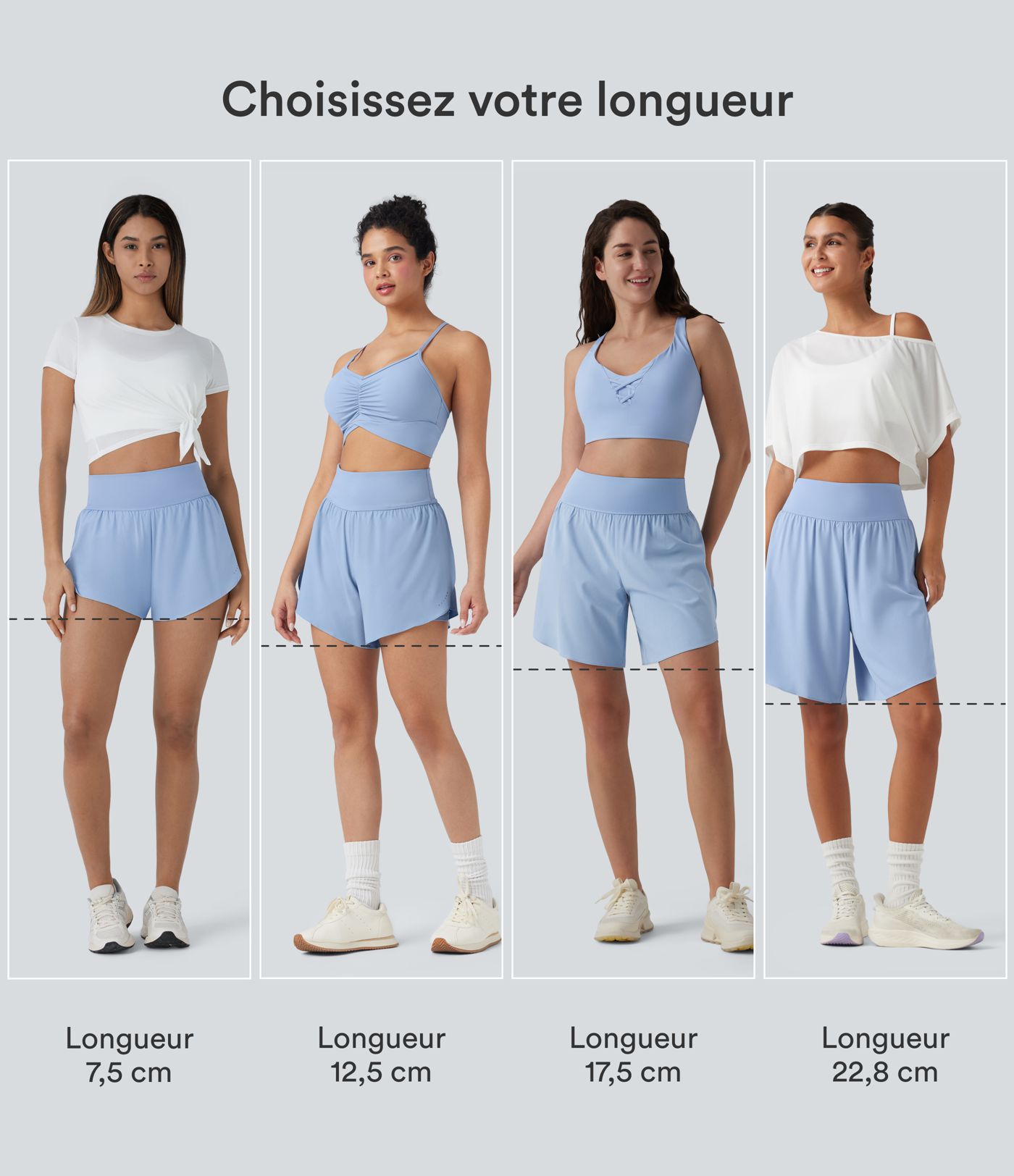 Short 2-en-1 de course gainant taille haute avec points réfléchissants, ourlet croisé et séchage rapide 12,5 cm avec poches SoftlyZero™