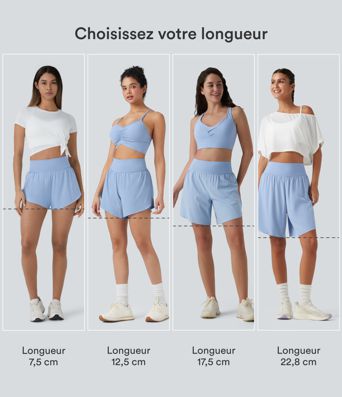 Short 2-en-1 de course gainant taille haute avec points réfléchissants, ourlet croisé et séchage rapide 12,5 cm avec poches SoftlyZero™