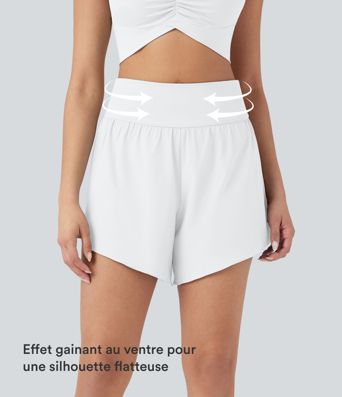 Short 2-en-1 de course gainant taille haute avec points réfléchissants, ourlet croisé et séchage rapide 12,5 cm avec poches SoftlyZero™