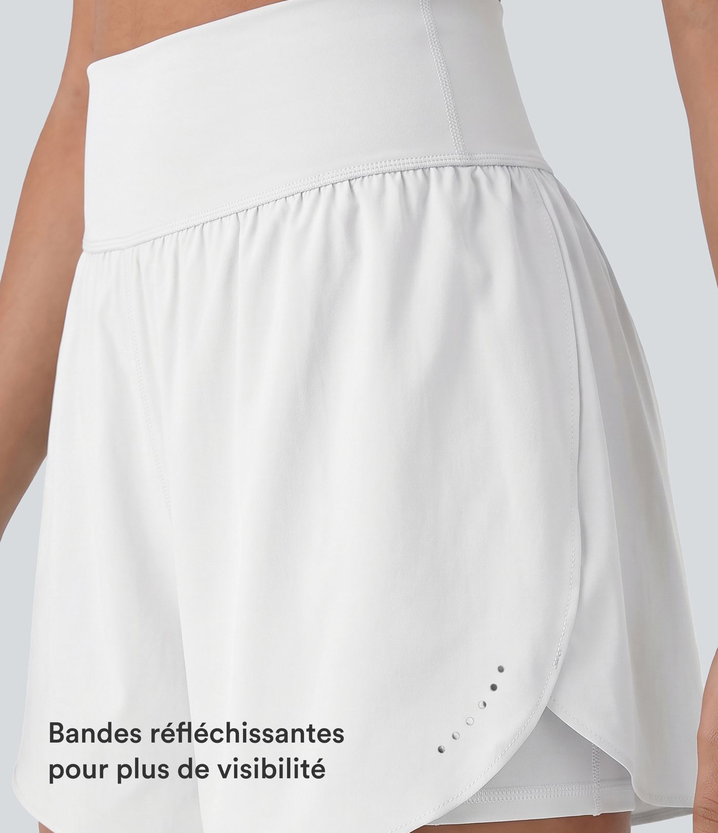 Short 2-en-1 de course gainant taille haute avec points réfléchissants, ourlet croisé et séchage rapide 12,5 cm avec poches SoftlyZero™