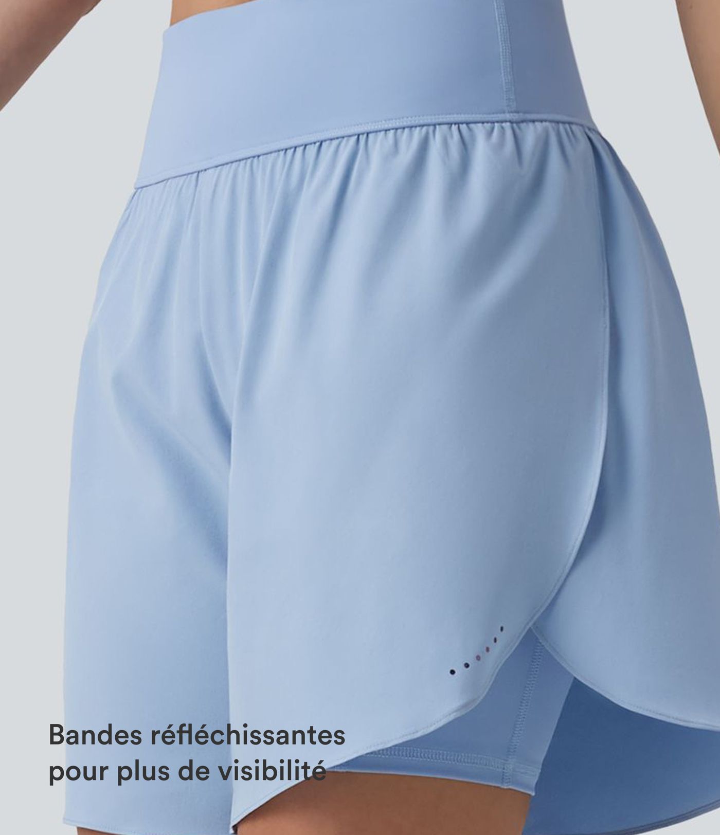 SoftlyZero™ QuickDry Short running 2-en-1 gainant taille haute à pois réfléchissants et ourlet croisé 17,5 cm avec poches