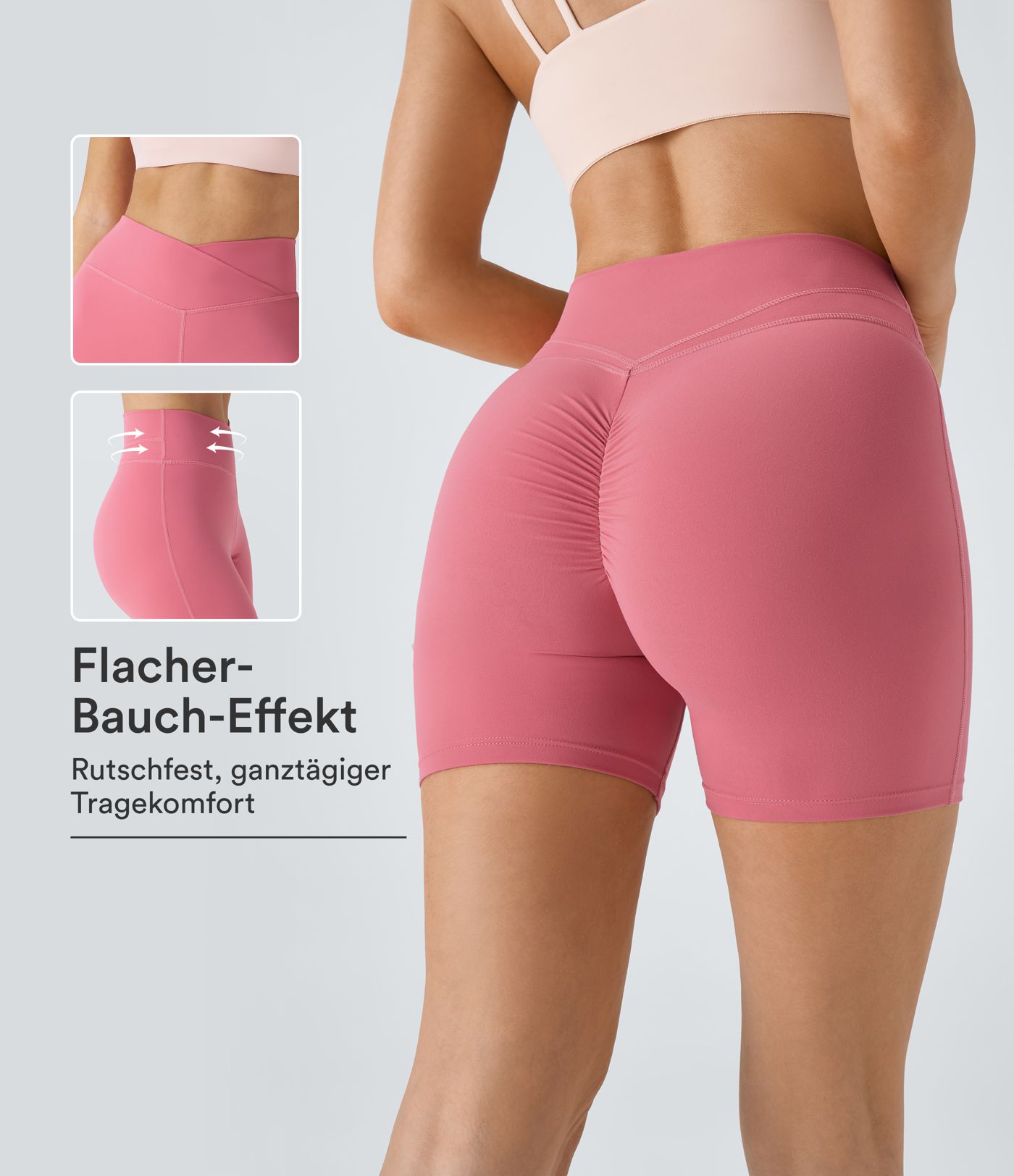 Softlyzero™ Plush Crossover-Yoga-Shorts mit hohem Bund, Scrunch Softlyzero™ Plush Crossover-Yoga-Shorts mit hohem Bund, Scrunch