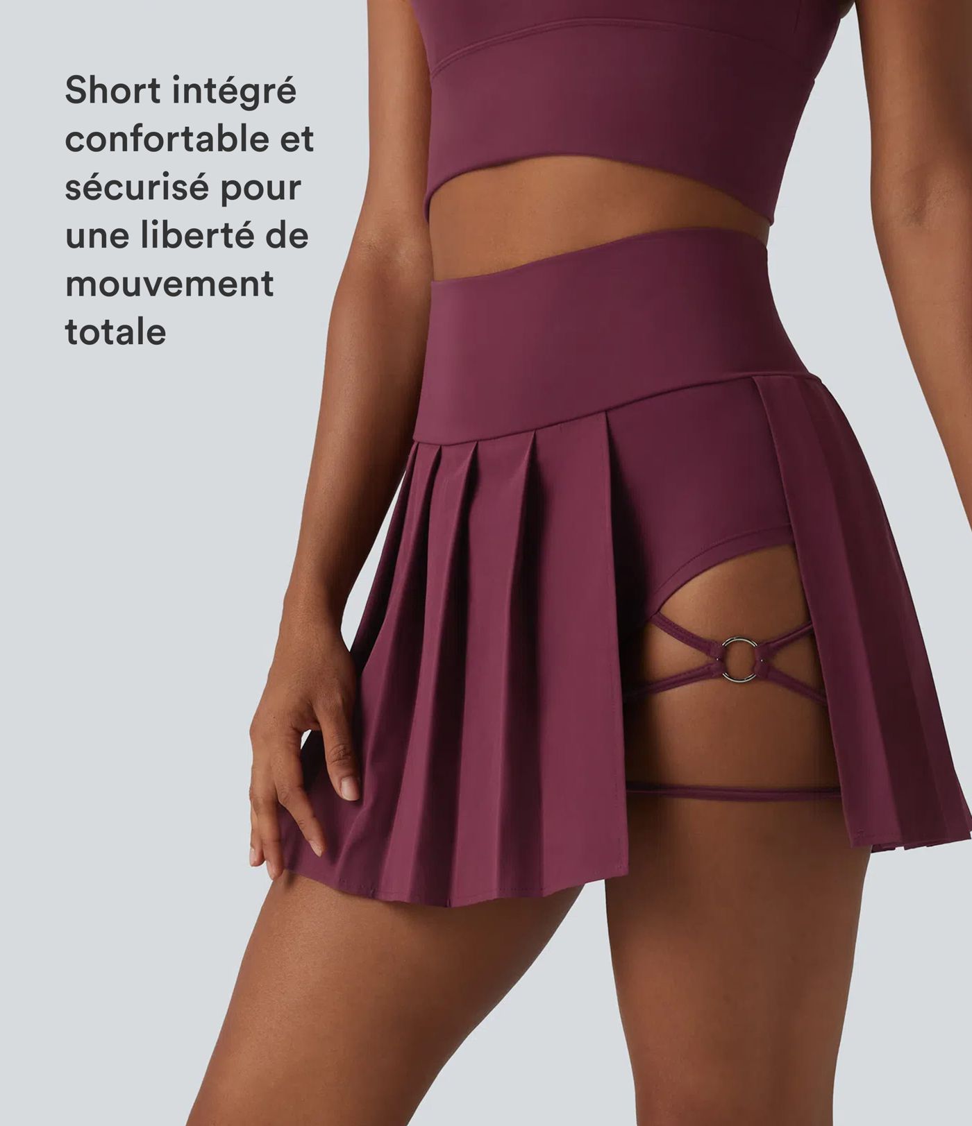 Jupe de danse courte plissée 2-en-1 Breezeful™ taille haute séchage rapide avec ourlet asymétrique et poches – Version longue