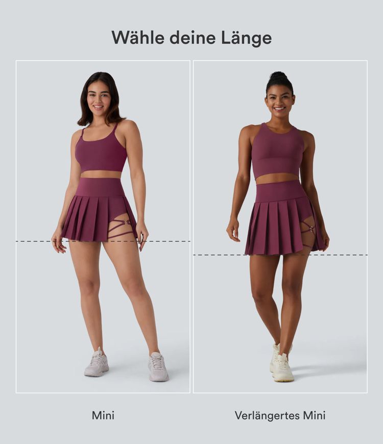 Breezeful™ - Plissierter 2-in-1 Minirock mit hohem Bund, Taschen und asymmetrischem Saum - schnelltrocknend, extralang Breezeful™ - Plissierter 2-in-1 Minirock mit hohem Bund, Taschen und asymmetrischem Saum - schnelltrocknend, extralang