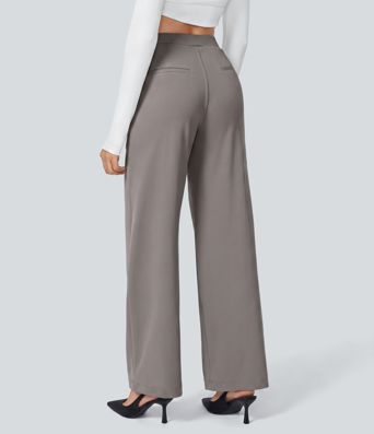 Pantaloni de lucru cu talie înaltă, cu buzunare și cu croială dreaptă