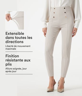 Pantalon Halara Flex™ taille haute esprit bureau à motif chevrons avec poches Pantalon Halara Flex™ taille haute esprit bureau à motif chevrons avec poches