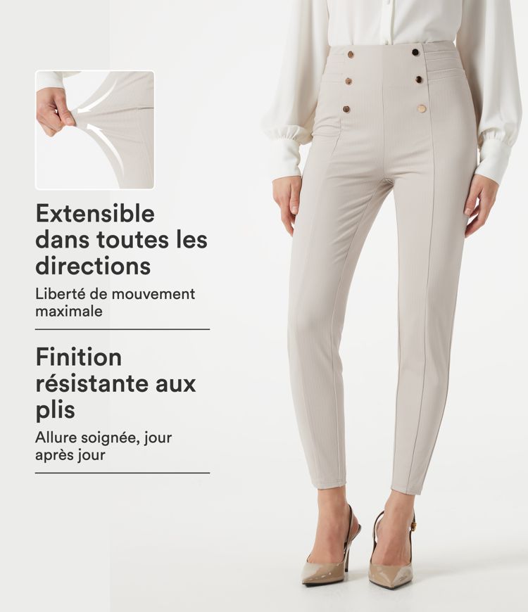 Pantalon Halara Flex™ taille haute esprit bureau à motif chevrons avec poches Pantalon Halara Flex™ taille haute esprit bureau à motif chevrons avec poches