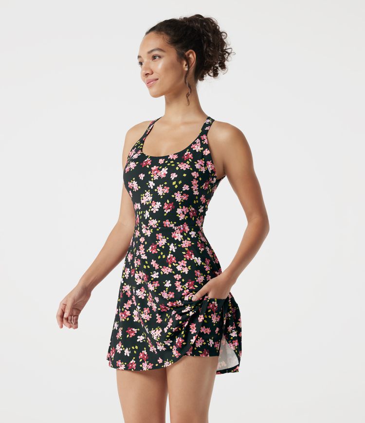 Built-in Bra 2-in-1 Ditsy Floral Mini Dance Active Dress with Pockets-Easy Peezy Edition Built-in Bra 2-in-1 Ditsy Floral Mini Dance Active Dress with Pockets-Easy Peezy Edition