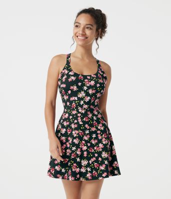 Built-in Bra 2-in-1 Ditsy Floral Mini Dance Active Dress with Pockets-Easy Peezy Edition Built-in Bra 2-in-1 Ditsy Floral Mini Dance Active Dress with Pockets-Easy Peezy Edition