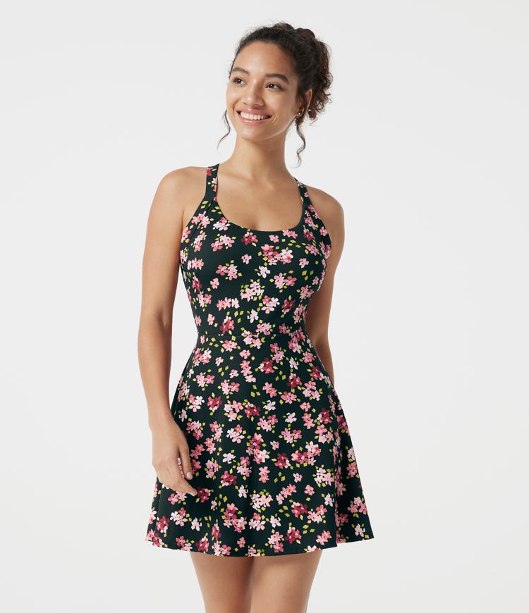 Built-in Bra 2-in-1 Ditsy Floral Mini Dance Active Dress with Pockets-Easy Peezy Edition Built-in Bra 2-in-1 Ditsy Floral Mini Dance Active Dress with Pockets-Easy Peezy Edition